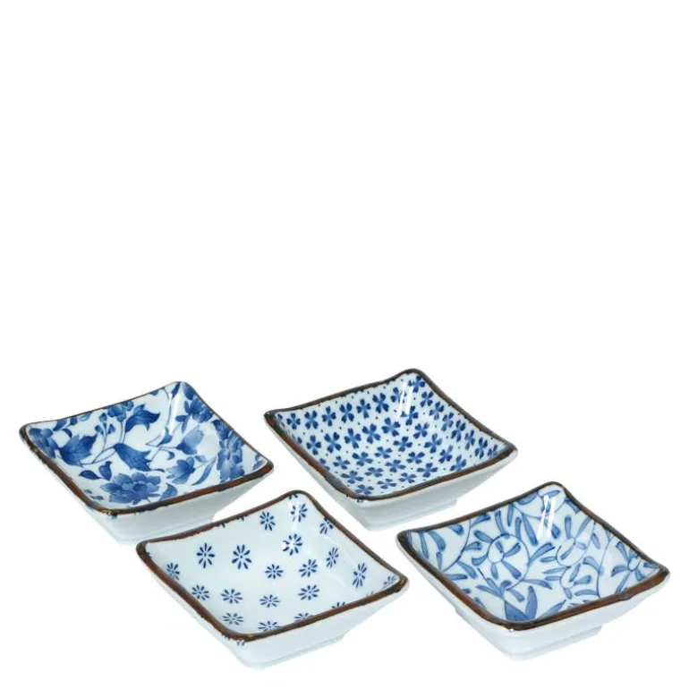 Blue & White 3.25" Sq. Sauce Dish Set