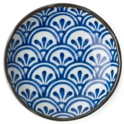 Blue and white ceramic sauce dish made in Japan available at Miya!