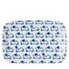 Blue and white rabbit design trinket tray or snack plate made in Japan available through Miya.