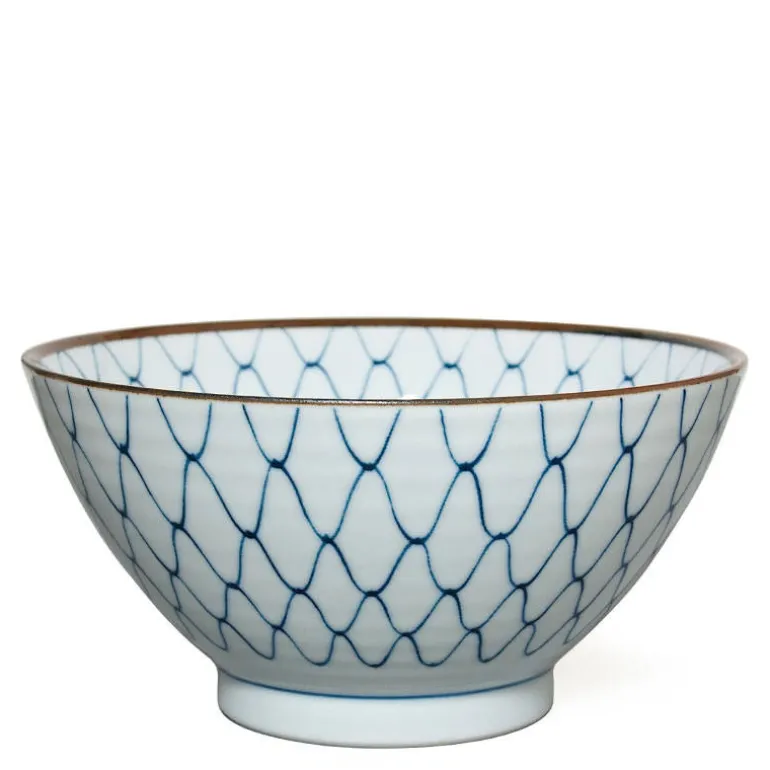 Blue and White Sansui Landscape 7" Ramen Noodle Bowl from Japan available at Miya