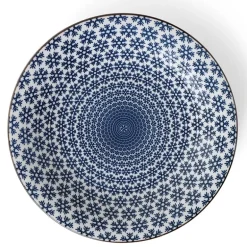Blue and white snow design dinner large plate made in Japan available at Miya.