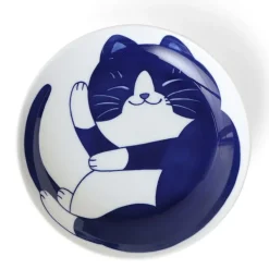 Blue Cats grace these fun tableware pieces made in Japan available at Miya.