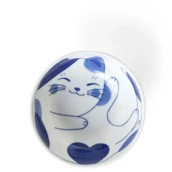 Blue Cats grace these fun tableware pieces made in Japan available at Miya.