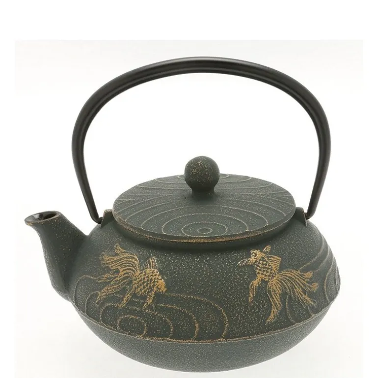 Cast Iron Teapot Bronze Goldfish