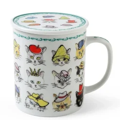 Cats in Hats Mug with Lid by Jewel Japan available at Miya.