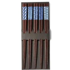 Chopsticks Set Wood Aizome Patterns