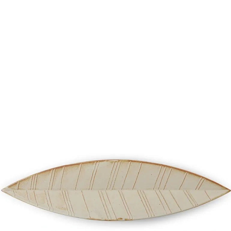 Hazara Leaf Plate White 14.5" x 3.75"