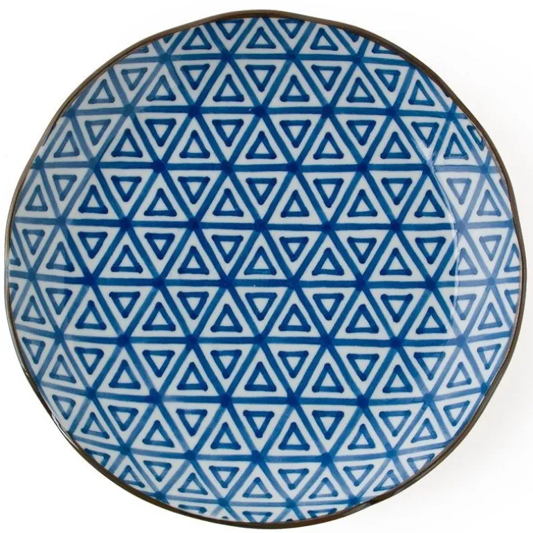 Monyou Blue & White Pattern Sankaku 10" Plate.