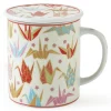 Pink Origami Cranes Lidded Mug