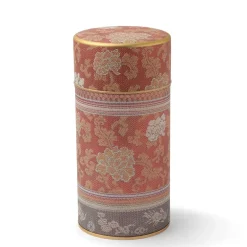 Tea Canister Brocade Peony Red