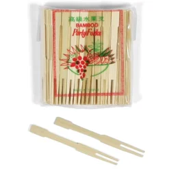 The best bamboo fruit forks for parties, weddings, sampling, available at Miya