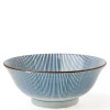 Visit Miya for our Blue Sendan Tokusa Collection. Blue lines radiate from the center of the piece that grow to reach the rims. Shop now!