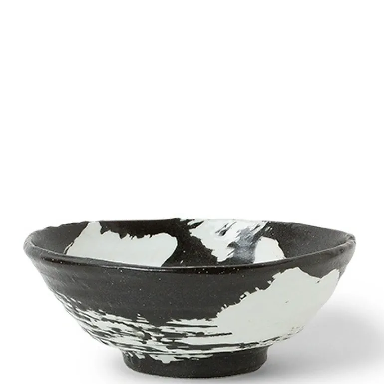 White Brush Stroke Design Ceramic Everyday Bowls made in Japan available at Miya.