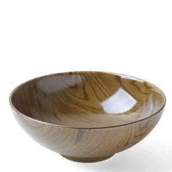 Wood grain design ceramic rice bowl.  Made in Japan.